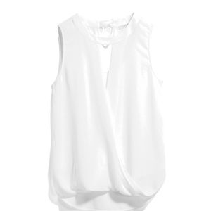 ⚠️51 Hawthorne - white mixed materials blouse w bow